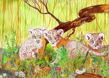 Lion Cubs Oil Paintings